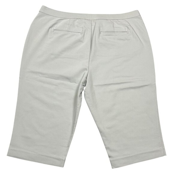 CJ Banks Capri Pants Womens Size 22W Light Gray High Rise Flat Front Stretch - Picture 2 of 13